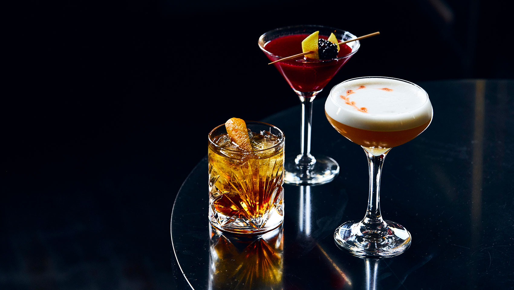 trio of craft cocktails at No Rose Bar
